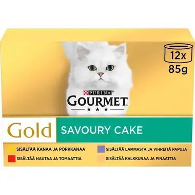 GOURMET® Gold Savoury Cake med Okse, Kylling, Kalkun & Lam (12-pack)