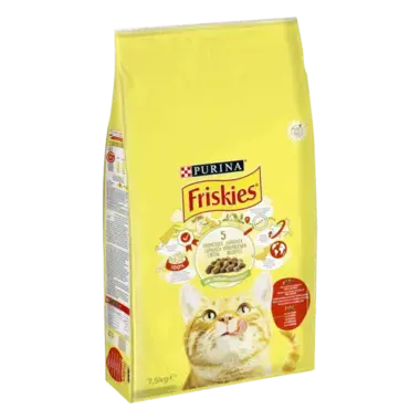 Friskies® med en smakfull blanding av Storfe, Kylling og Grønnsaker