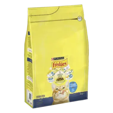 Friskies® Sterilized med en smakfull blanding av Laks, Tunfisk og Grønnsaker