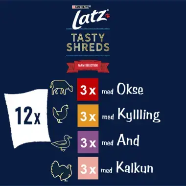 Latz® Tasty Shreds Farm Selection i sås