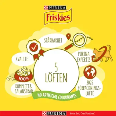 Friskies® med en smakfull blanding av Storfe, Kylling og Grønnsaker