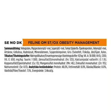 PRO PLAN® VETERINARY DIETS Feline OM St/Ox Obesity Management (Tørrfôr)